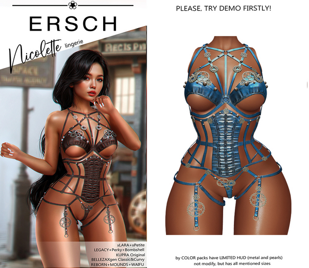 ERSCH - Nicolette lingerie -dust blue-