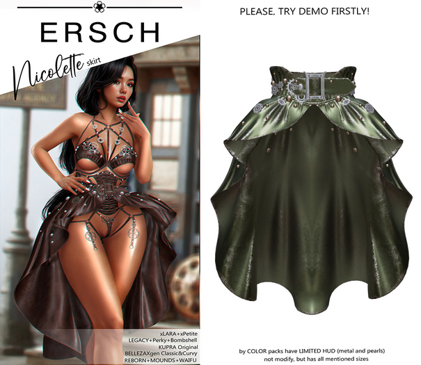 ERSCH - Nicolette skirt -dust green-
