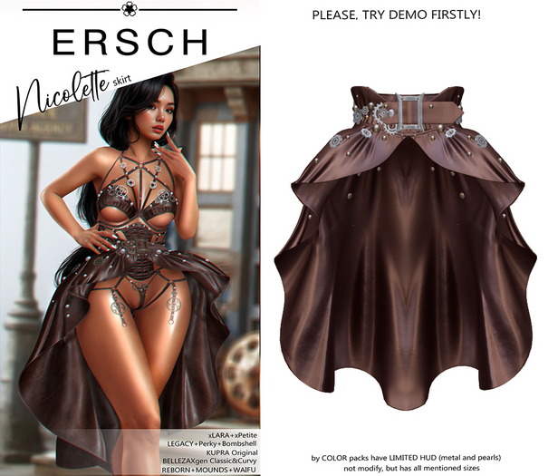 ERSCH - Nicolette skirt -choco-