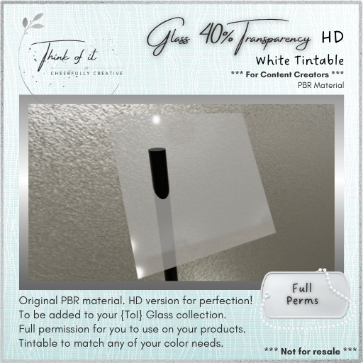 {ToI} Material - Glass 40% Transparency HD - Full Perms