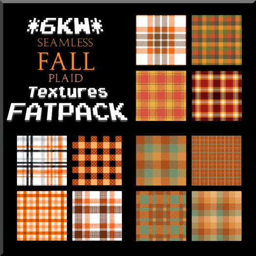 *6KW* FULL PERM Seamless Fall Plaid Textures FATPACK