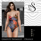 [S&C] Graffiti Swimsuit - Orange • Lara • Petite • LaraX • LaraX Petite