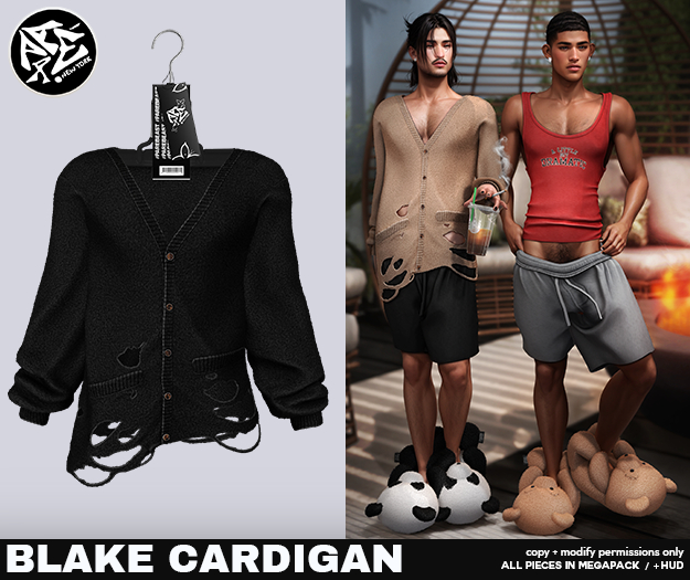 Pare.Blake Ripped Cardigan - Onyx