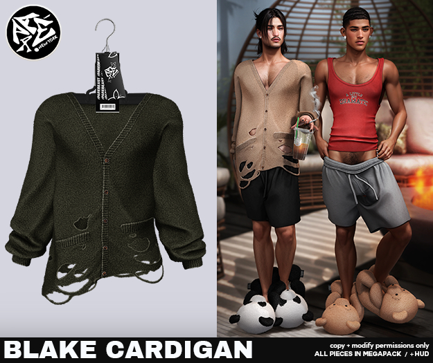 Pare.Blake Ripped Cardigan - Olive
