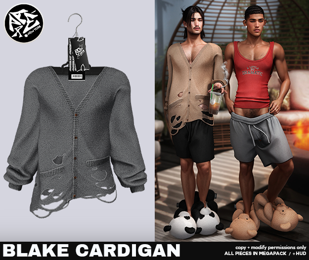 Pare.Blake Ripped Cardigan - Grey