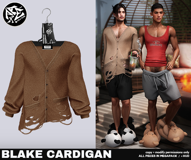 Pare.Blake Ripped Cardigan - Chestnut