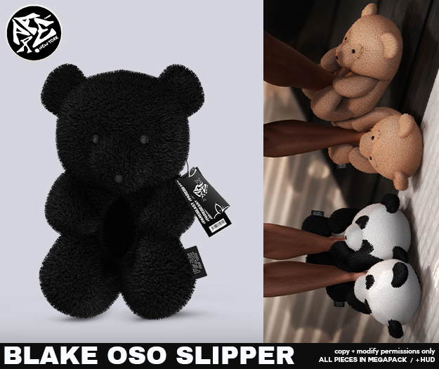 Pare.Blake Fuzzy Slippers - Onyx