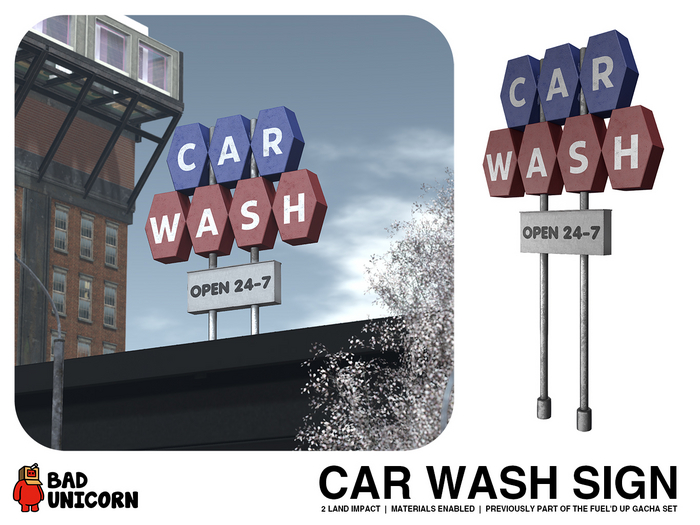 Car Wash Sign (Previously - Fuel'd Up Gacha Set)