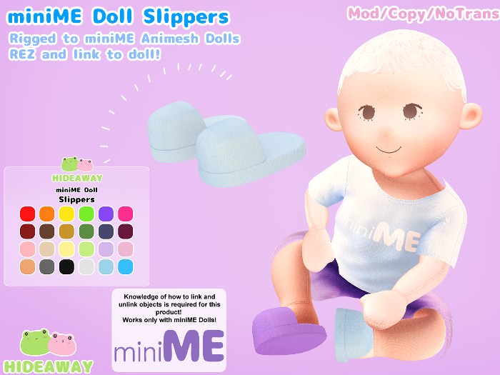 [Hideaway] miniME Doll Slippers
