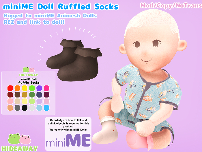 [Hideaway] miniME Doll Ruffled Socks