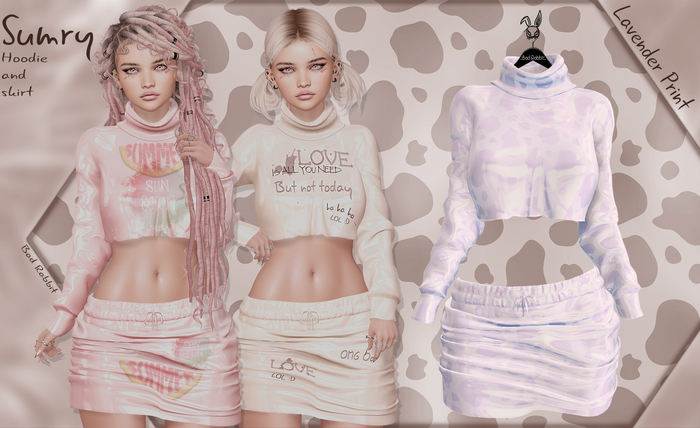 .:Bad Rabbit:. Sumry Hoodie and skirt Lavender Print