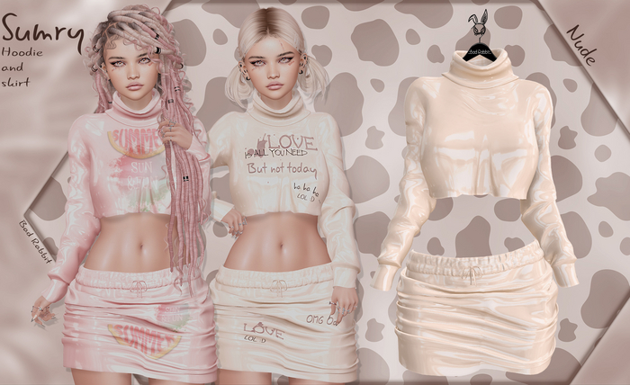 .:Bad Rabbit:. Sumry Hoodie and skirt Nude