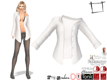 WC1642 Open Front Off Shoulder White Shirt