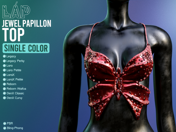 Jewel Papillon Top by LAP (Red)