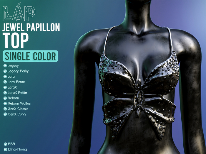 Jewel Papillon Top by LAP (Black)