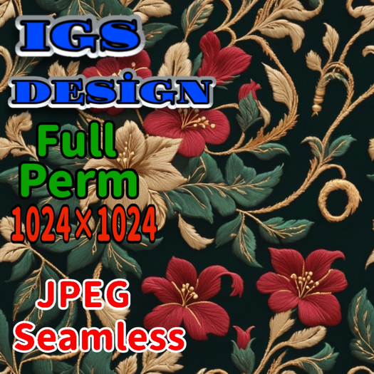 Full Perm Seamless Texture- Flowers Embroidery In Autumn Colours Fabric 
