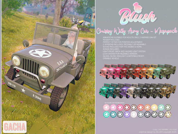 BLUSH - Chubby Willy Army Car - Megapack