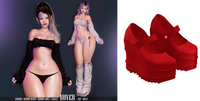 RUVER-Platform Sandals :: Delvy - Red