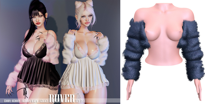 RUVER-Fur Coat :: Eva - Navy