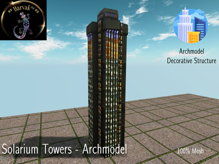 Barvak™ - Solarium Towers Archmodel -  Decoration only - 100% Mesh