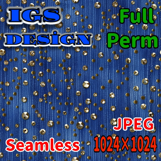 Full Perm Seamless Fabric Texture - Denim With Rhinestones