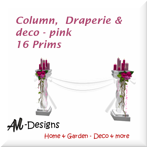Column,  Draperie & deco - pink - 16 Prims