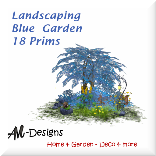Landscaping Blue  Garden  - 18 Prims
