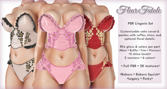 iS Fleur Fatale PBR Lingerie Set - DEMO