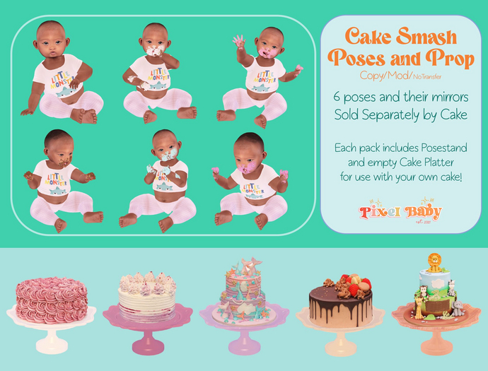 {PixelBaby} :: Cake Smash Pose Pack - Pink Roses