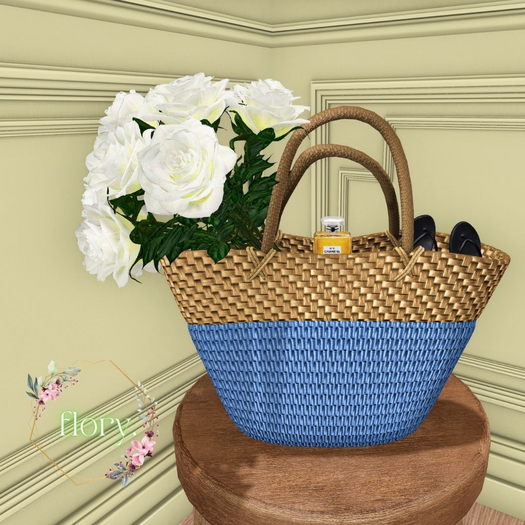 flory. - Blue Straw Beach Bag // ADD