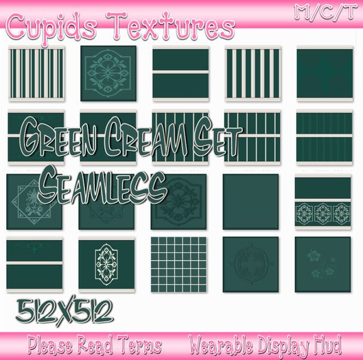 20 GREEN CREAM SET Textures