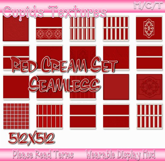 20 RED CREAM SET Textures