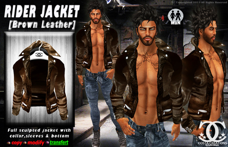 Second Life Marketplace - [CC] Rider Jacket [Brown Leather] - by c0sTa ...