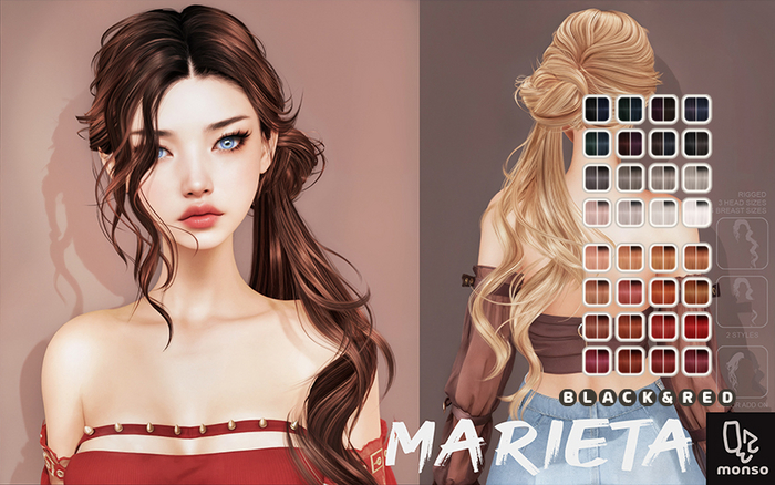 [monso] Marieta Hair /Black & Red