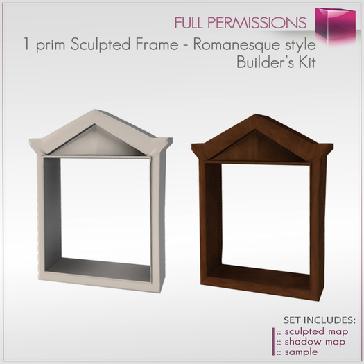 Full Perm 1 Prim Sculpted Frame - Romanesque Style Window Frame Builder's Kit Set