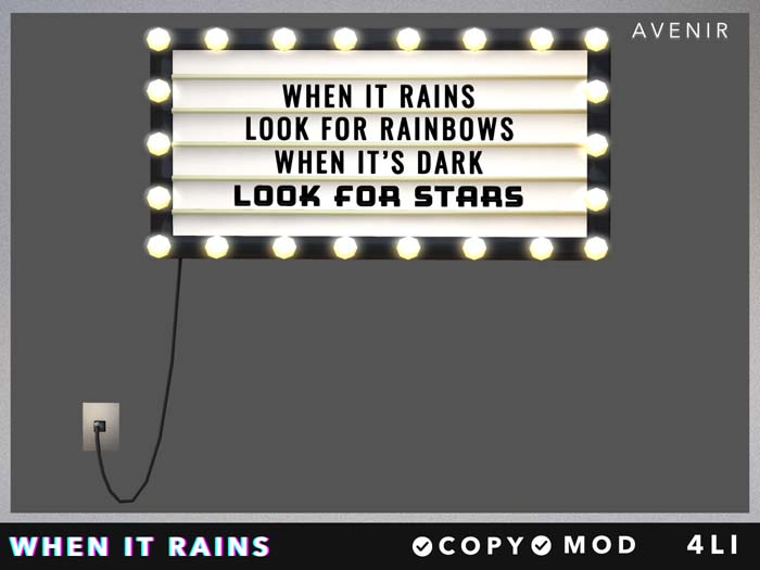 Retro Marquee - When it Rains - COP/MOD - 4 Li