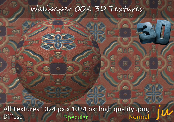 JU Wallpaper 00K R-B 3D Textures Full Perm