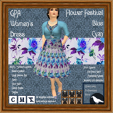 GPA Women's Dress BOM - Flower Festival Blue Cyan Z