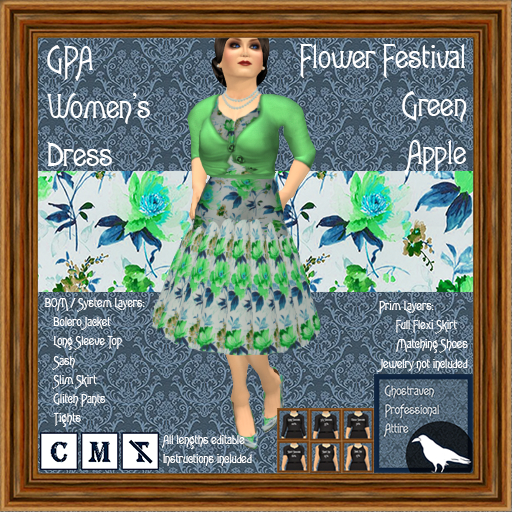 GPA Women's Dress BOM - Flower Festival Green Apple