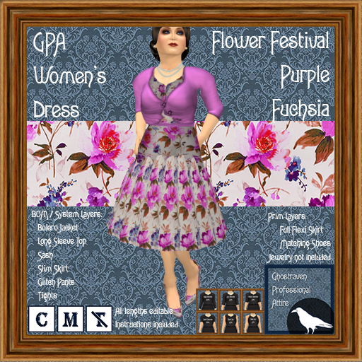 GPA Women's Dress BOM - Flower Festival Purple Fuchsia