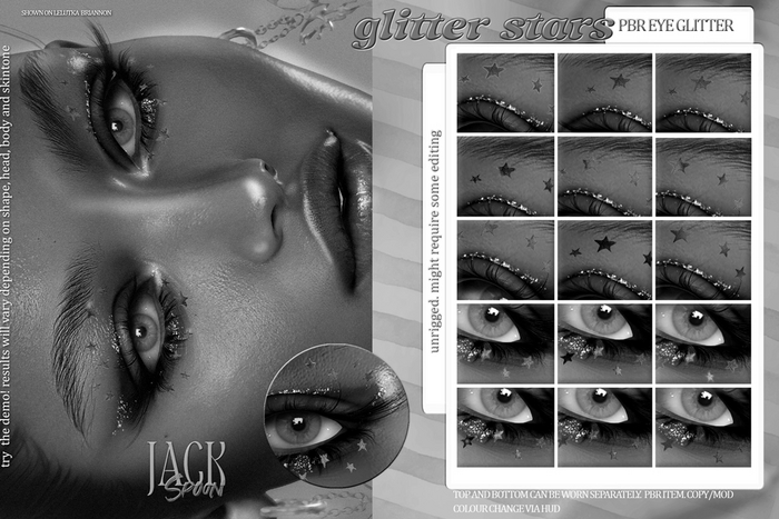 [demo]Jack Spoon. Glitter Strars - PBR eye Glitter add-on [Mesh
