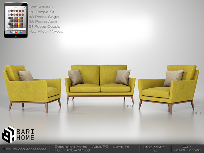 [BARI HOME] Varuna Set - Sofa Yellow