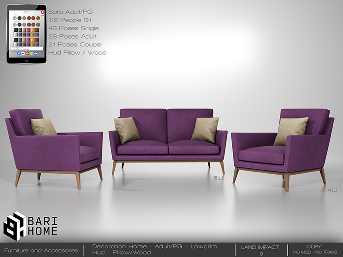 [BARI HOME] Varuna Set - Sofa Purple