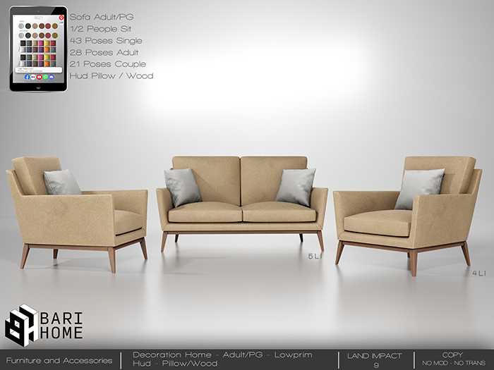 [BARI HOME] Varuna Set - Sofa Cream