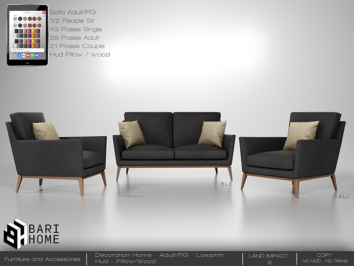 [BARI HOME] Varuna Set - Sofa Black