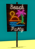 Beach Party Neon Wooden Sign