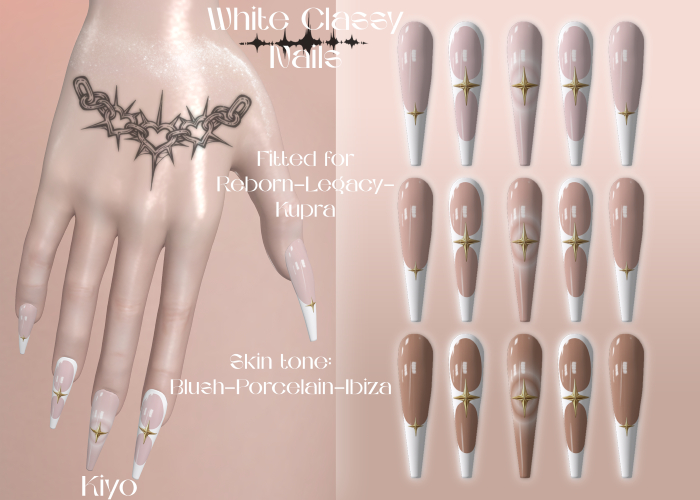!KIYO-White Classy Nails