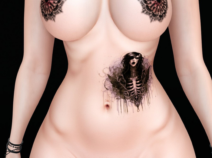 Ravenstone - 2K Skull Goth Tattoo BOM BW Ribs T26