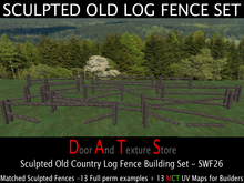 27 Part Sculpted Log Fences Builing kit, Sculpted Country Fence, Full perm Antique fences and Railing with UV maps SWF26