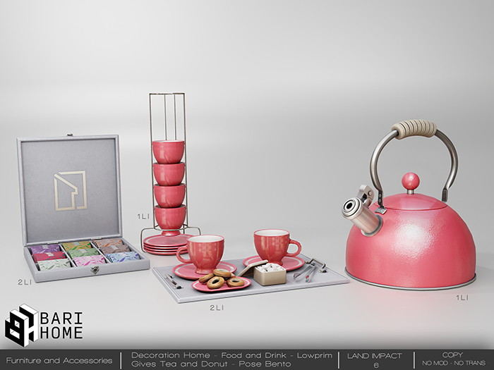 [BARI HOME] Metal colors Tea Set - Red